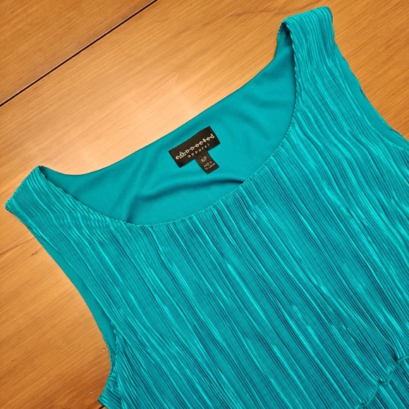 Pleated Tiered Mini Dress Connected Apparel Women 10P Aqua Cocktail Fairy Whimsy - Picture 2 of 5